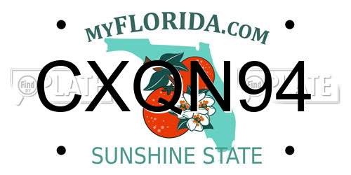 CXQN94 Florida License Plate