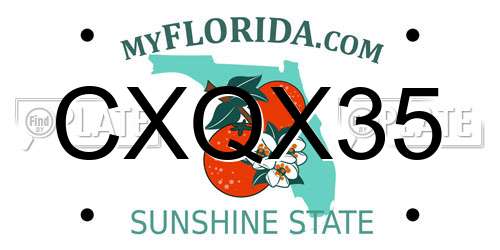 CXQX35 Florida License Plate