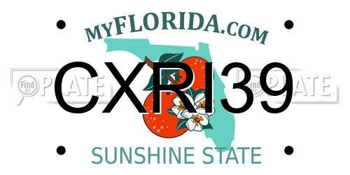 CXRI39 Florida License Plate