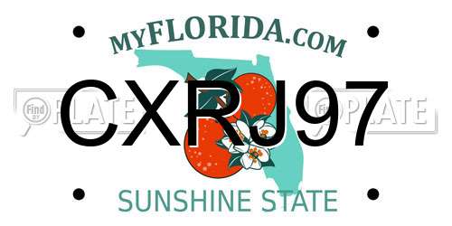 CXRJ97 Florida License Plate
