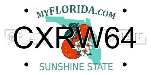 CXRW64 Florida License Plate