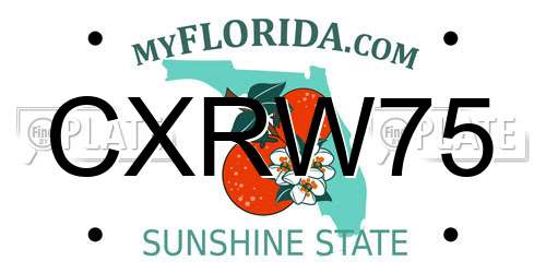 CXRW75 Florida License Plate