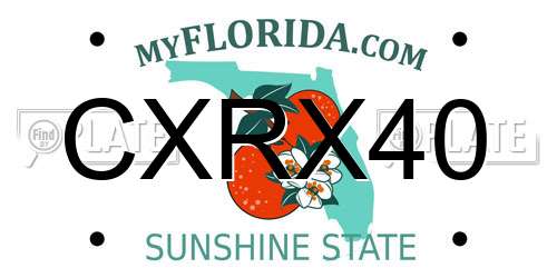 CXRX40 Florida License Plate