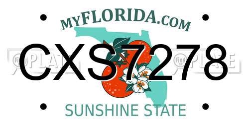 CXS7278 Florida License Plate