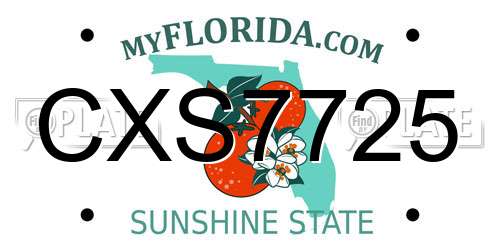 CXS7725 Florida License Plate