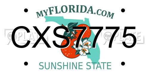 CXS7775 Florida License Plate