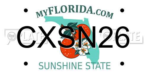 CXSN26 Florida License Plate