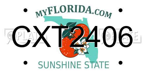 CXT2406 Florida License Plate