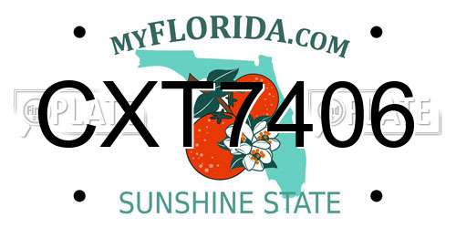 CXT7406 Florida License Plate