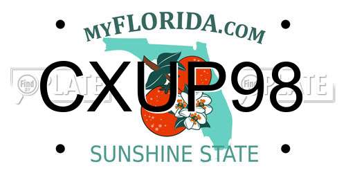 CXUP98 Florida License Plate