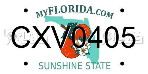 CXV0405 Florida License Plate
