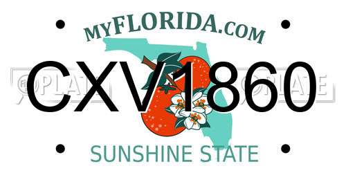 CXV1860 Florida License Plate