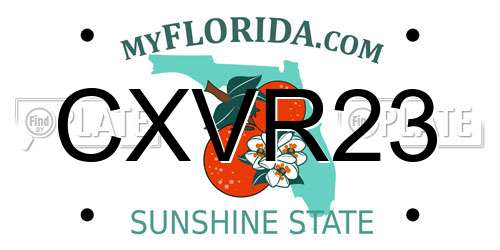 CXVR23 Florida License Plate