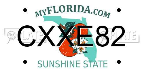 CXXE82 Florida License Plate