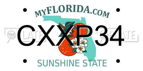 CXXP34 Florida License Plate