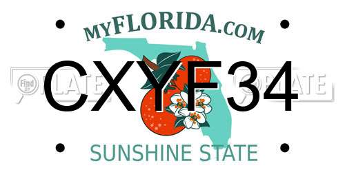 CXYF34 Florida License Plate