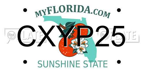 CXYP25 Florida License Plate