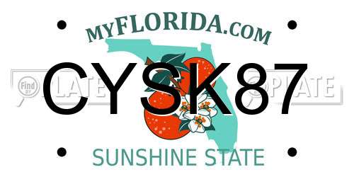 CYSK87 Florida License Plate