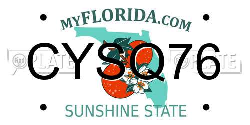 CYSQ76 Florida License Plate