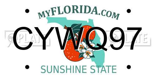 CYWQ97 Florida License Plate