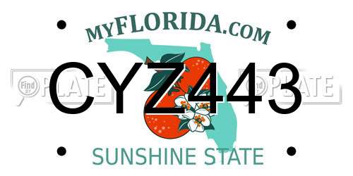 CYZ443 Florida License Plate