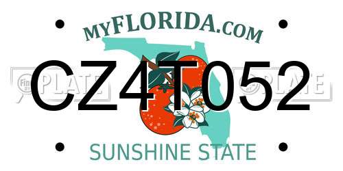 CZ4T052 Florida License Plate