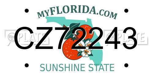 CZ72243 Florida License Plate