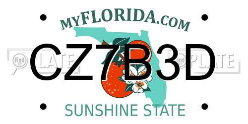 CZ7B3D Florida License Plate
