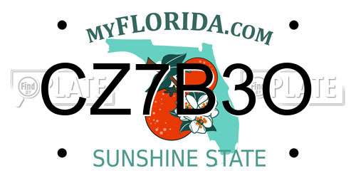 CZ7B3O Florida License Plate