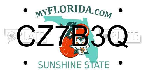 CZ7B3Q Florida License Plate