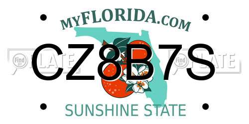 CZ8B7S Florida License Plate