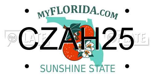 CZAH25 Florida License Plate