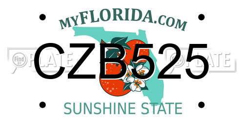 CZB525 Florida License Plate