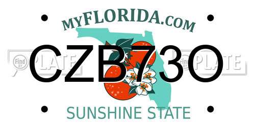 CZB73O Florida License Plate