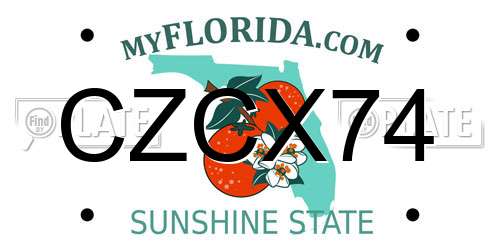 CZCX74 Florida License Plate