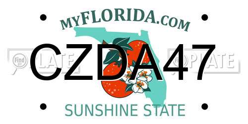CZDA47 Florida License Plate