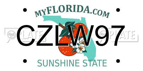 CZLW97 Florida License Plate