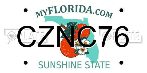 CZNC76 Florida License Plate
