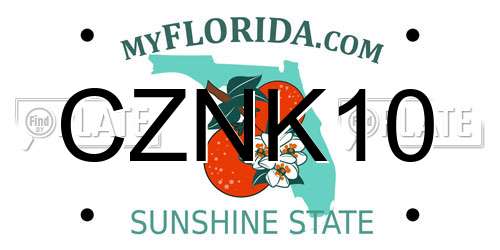 CZNK10 Florida License Plate
