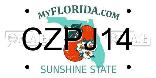 CZPJ14 Florida License Plate