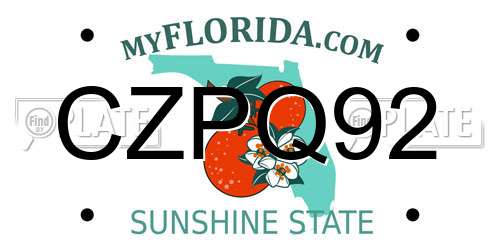 CZPQ92 Florida License Plate