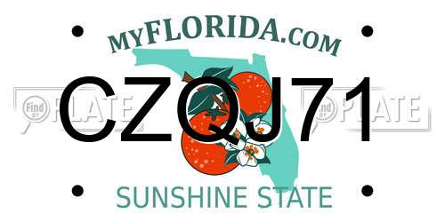 CZQJ71 Florida License Plate