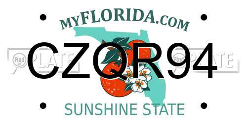 CZQR94 Florida License Plate