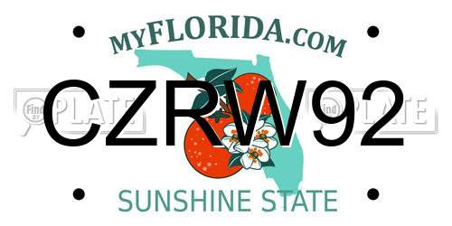 CZRW92 Florida License Plate