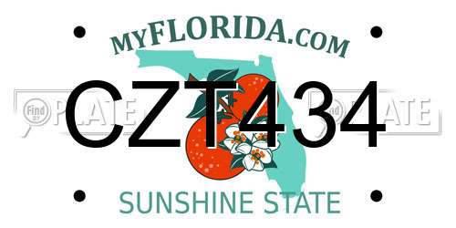 CZT434 Florida License Plate