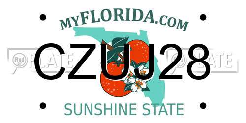 CZUJ28 Florida License Plate