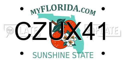 CZUX41 Florida License Plate