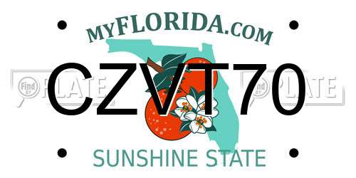CZVT70 Florida License Plate