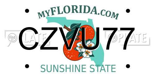 CZVU77 Florida License Plate