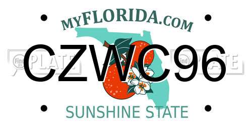 CZWC96 Florida License Plate